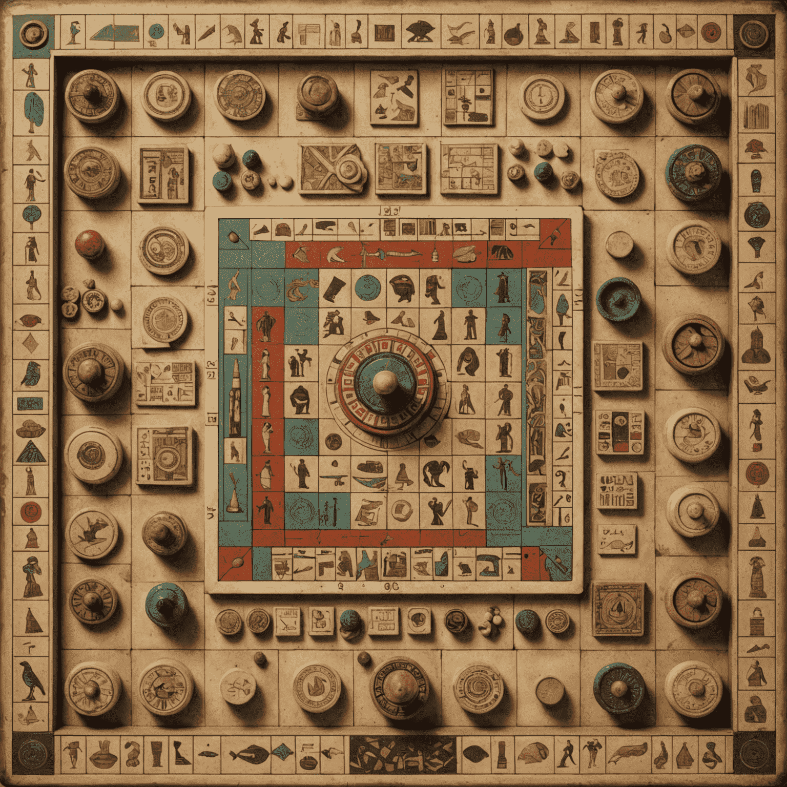 A collage of ancient and modern board games, showing the evolution from Egyptian Senet to modern family games